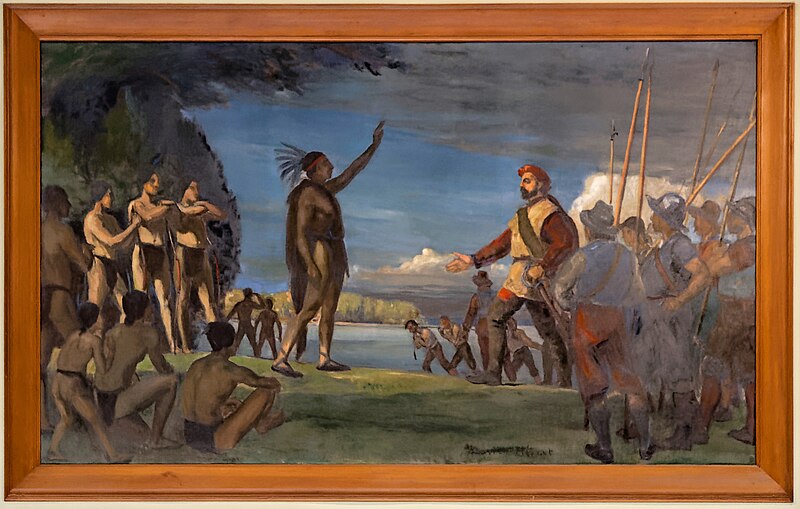 File:Jacques Cartier atterrit à Hochelaga en 1535, par Adrien Hébert.jpg