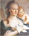 Portrait de la princesse Anne Nikitchna Narychkina (1730-1820), née Roumiantsev, épouse (1749) du prince A.A. Narychkine (1726-1795), figurant l'air