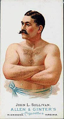 A cigarette trading card depicting John L. Sullivan and produced in 1886 John L. Sullivan1.jpg