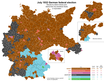 July 1932 German federal election by District - Simple.svg