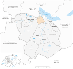 Harta e komunës Wimmis në distriktin Frutigen-Niedersimmental