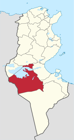 Map of Tunisia with Kebili highlighted
