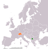 Location map for Kosovo and Switzerland.