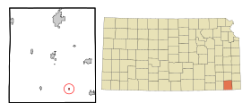 Labette County Kansas Incorporated and Unincorporated areas Bartlett Highlighted.svg