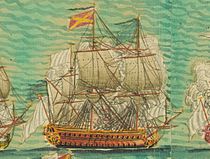 Le Foudroyant sert comme vaisseau-amiral de La Galissonière à la bataille de Minorque, le 20 mai 1756.