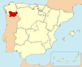 Ligging van Ourense in Spanje
