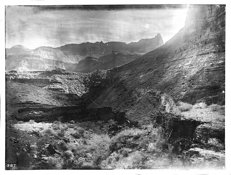 File:Looking northeast from Bass Rock Camp, Rock Cave, Grand Canyon, ca.1900-1930 (CHS-3127).jpg