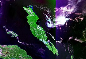 Vue satellite de Malaita (fausses couleurs)