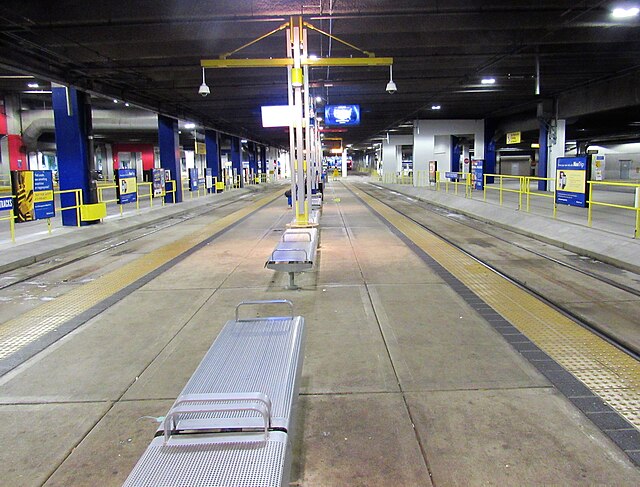 The light rail platform in 2018.