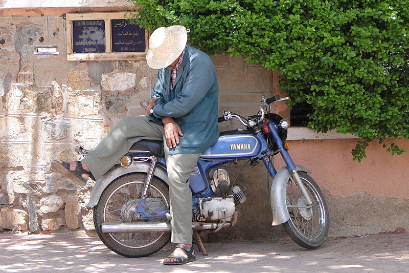File:Man Rests on Motorbike - Ville Nouvelle (New City) - Marrakesh - Morocco.jpg
