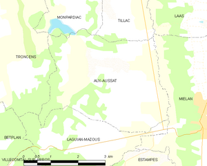 Aux-Aussat and its surrounding communes Map commune FR insee code 32020.png