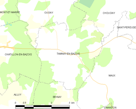 Mapa obce Tamnay-en-Bazois