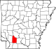 Map of Arkansas highlighting Nevada County