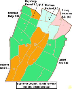 Map of Bedford County, Pennsylvania School Districts