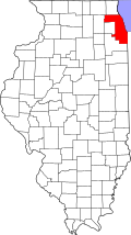 State map highlighting Cook County