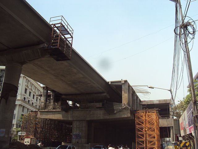 Ajmera Marol Naka station under construction in Andheri in 2012