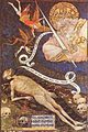 Een engel en een duivel strijden om de ziel van een overledene onder het toeziende oog van God, 1425