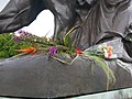 Memorials to Queen Elizabeth II on the Victoria Memorial in 2022.