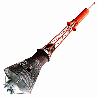 The Mercury capsule design (shown here with its escape tower) originally used a radiatively cooled TPS, but was later converted to an ablative TPS.