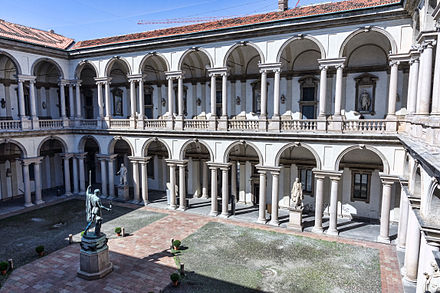 Milan's Palazzo di Brera which houses the Braidense Library