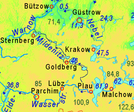 Mildenitz river map