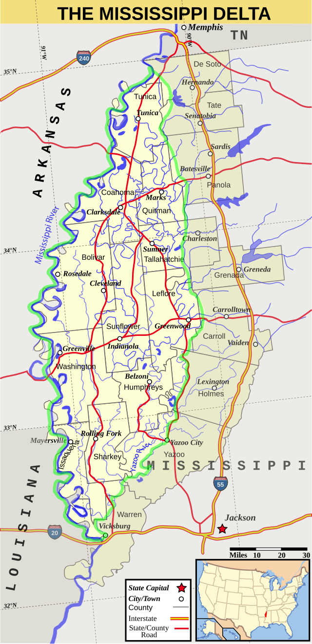 Large detailed roads and highways map of Mississippi state with all cities, Mississippi state, USA, Maps of the USA