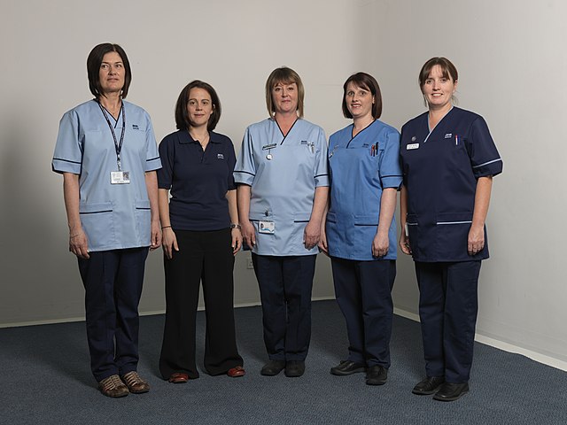 NHS Scotland staff displaying the new uniforms introduced in 2008