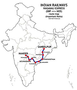 Nagavali Express (Sambalpur - Nanded) Route map.jpg