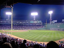 A night game at Fenway Park, a U.S. baseball park in Boston, Massachusetts. Night game fenway park.jpg