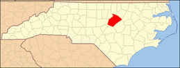 Carte de la Caroline du Nord mettant en évidence le comté de Wake.PNG
