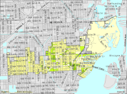 Mappa dell'Ufficio del censimento degli Stati Uniti che mostra i limiti della città