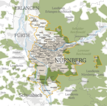 Nürnbergs Stadtgliederung und seine Umgebung