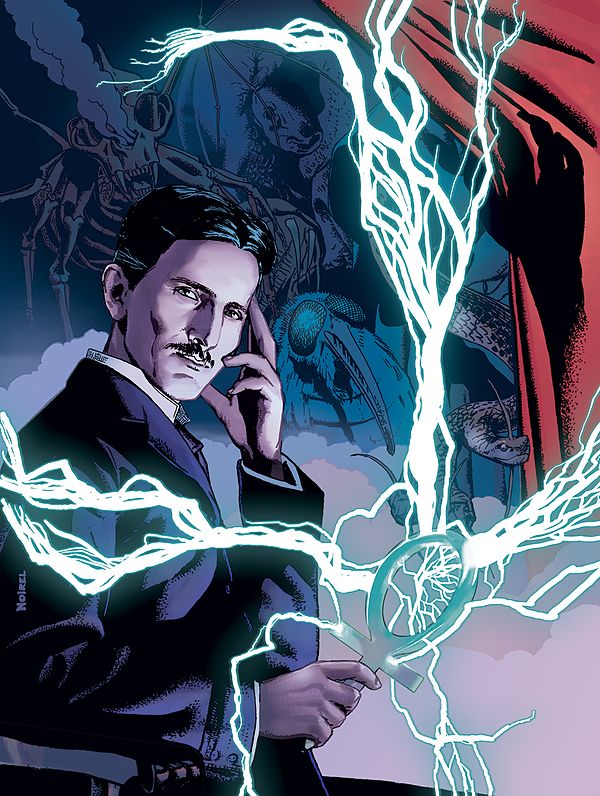 Nyarlathotep in the guise of Nikola Tesla in Rotomago and Julien Noirel's comic-book adaptation of the prose poem "Nyarlathotep".