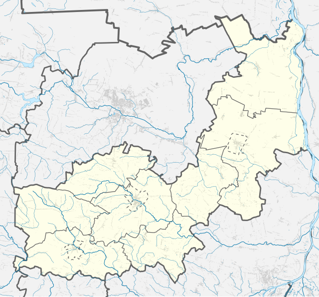 Mapa konturowa powiatu opatowskiego, blisko centrum na dole znajduje się punkt z opisem „Opatów”