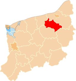 Powiat białogardzki (rödmarkerat) i Västpommerns vojvodskap.