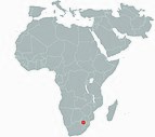 Carte du continent africain, le point rouge, situé en Afrique du Sud, montrant le site du « berceau de l'humanité », lieu où a été trouvé Australopithecus sediba.