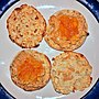 Thumbnail for File:Peanut butter and marmalade on toasted English muffins - Massachusetts.jpg