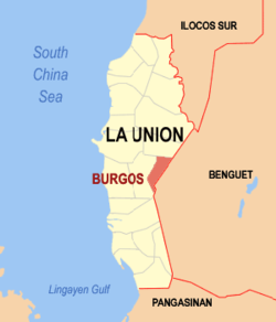 Bản đồ La Union với vị trí của Burgos.