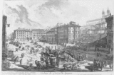 La plaza en un grabado de Gianbattista Piranesi