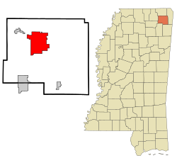 Lokasi Boonville di Prentiss County dan Mississippi