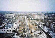 Pripyat, Ukraine, was abandoned after the Chernobyl disaster. Pripyat-today.jpg