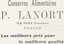 Publicité pour une conserverie de sardines de l'Île-Tudy (1905).