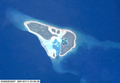 Ein Satellitenbild vom Atoll Puluwat, das sich aus fünf Inseln zusammensetzt.