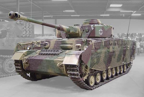 Panzer IV Ausf. H on display (with slat armor) at the Musée des Blindés in Saumur