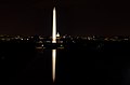 The Washington Monument is seen in full in the Reflecting Pool, from the roof of the Lincoln Memorial. (June 2010)