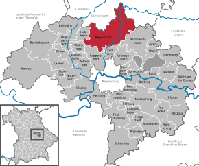 Poziția Regenstauf pe harta districtului Regensburg