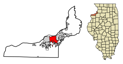 Location of Moline in Rock Island County, Illinois.