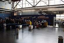 Ryanair check-in area at Bremen Airport, Germany