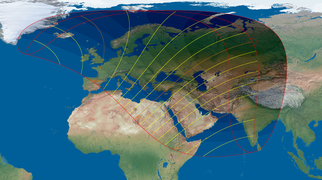 Simulación del recorrido de la umbra eclipsal