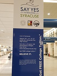 A Syracuse University "Say Yes to Education" signage at the Syracuse Airport Say-Yes-Syracuse-Airport.jpg